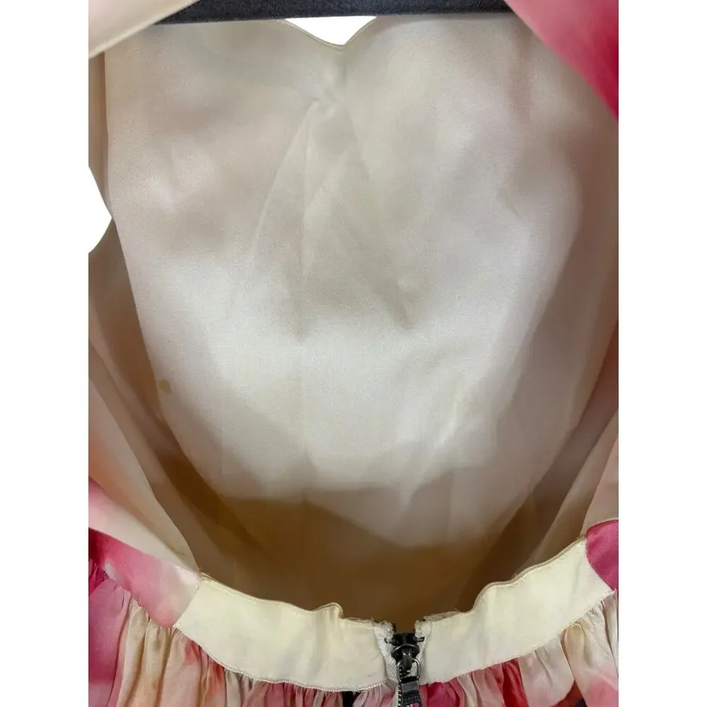 Alice + Olivia Catherine Cherry Blossom Mini Dress Silk Garden Party Coquette S - Picture 9 of 9